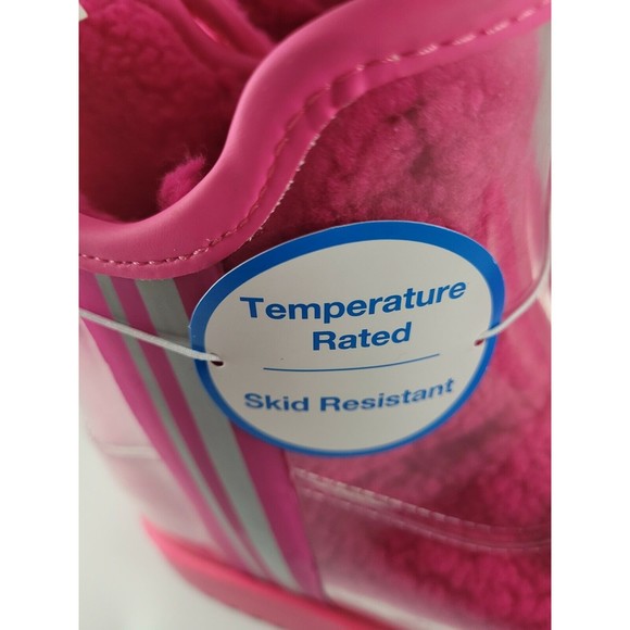 Children's sz 2 Classic Clear Mini Rock Rose Pink Waterproof Sherpa Winter Boot - Picture 8 of 8